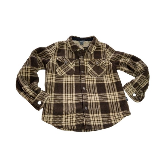 Eddie Bauer Boys Jacket Snap Button Sherpa Lind Coal Kids 6/7 - Picture 1 of 6